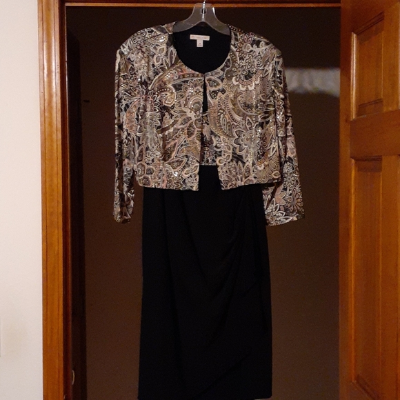 NWT DressBarn 2 PC. Dress; Black & Multi, SZ 16 - Picture 2 of 9